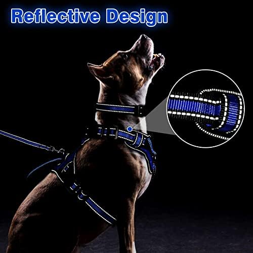 WINSEE Pet Harness Collar and Leash Set, All-in-one Reflective Dog Harness No Pull with Adjustable Buckles for Puppies, Small, Medium, Large, and Extra-Large Dogs (Large, Dark Blue) - Image 5