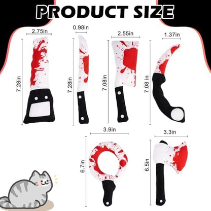EXPAWLORER Cat Catnip Toys- 6 Pcs Halloween Interactive Stuffed Knife Nip Toy for Indoor Cats, Bite Resistant Chew Toys Teeth Cleaning Gift for Kitten - Image 2
