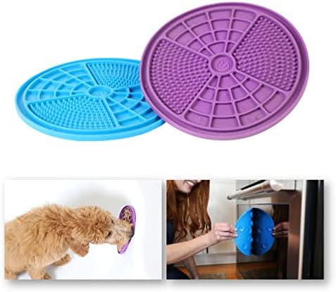 Hyper Pet IQ Treat Mat, Lick Mat for Dogs & Cats, Dental Care, Boredom Buster, Textured Surface, Suction Cups, 7.88x0.25x7.88in, Blue/Purple by HyperPet