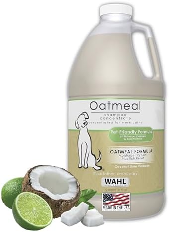 Wahl USA Dry Skin & Itch Relief Pet Shampoo for Dogs – Oatmeal Formula with Coconut Lime Verbena Scent - 64 Oz - Model 821004-050 by Wahl