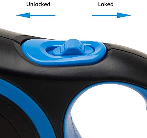 PINA Retractable Dog Leash, 16ft Dog Leash for Small Medium Dogs Up to 44lbs, 360° Tangle-Free Strong Reflective Nylon Tape, with Anti-Slip Handle, One-Handed Brake, Lock - Black Blue - Image 5