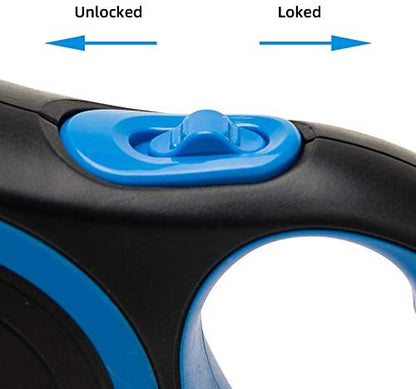 PINA Retractable Dog Leash, 16ft Dog Leash for Small Medium Dogs Up to 44lbs, 360° Tangle-Free Strong Reflective Nylon Tape, with Anti-Slip Handle, One-Handed Brake, Lock - Black Blue - Image 5