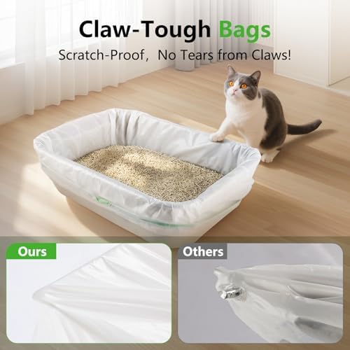 40 Count Cat litter Box Liners, 36" x 16" Large Extra Durable Heavy Duty Litter Pan Liner Bags with Drawstring Pre-Separated for Pet Kitty Litter Box Tray,Unscented - Image 4