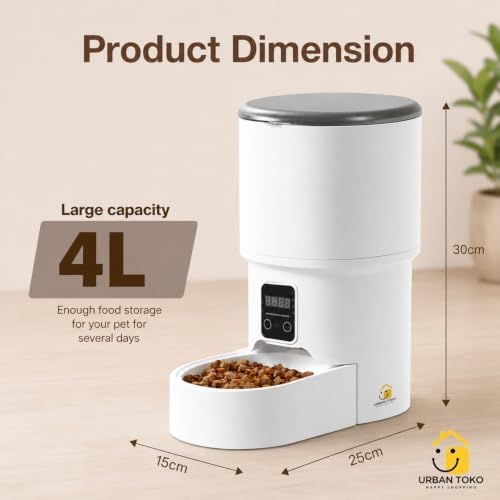 Automatic Pet Feeder for Cats & Dogs – 4L Button Type Programmable Timed Food Dispenser with Portion Control, Battery Backup, and Secure Locking Lid for Healthy Pet Routines - Image 4