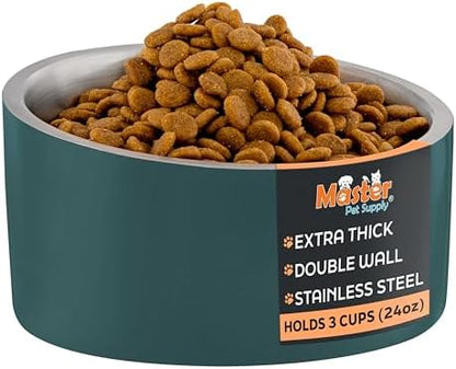 Master Pet Supply Stainless Steel Slanted Dog Cat Food Bowl 24 oz Emerald by MasterPetSupply