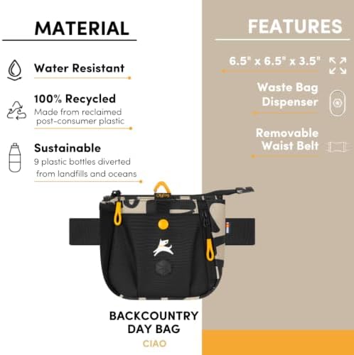 OllyDog Backcountry Day Bag | Dog Training Treat Pouch | Eco-Friendly Recycled Fabric Fanny Pack with Zipper Closure, Built-in Poop Bag Dispenser & Adjustable Waist Belt (Ciao) - Image 5