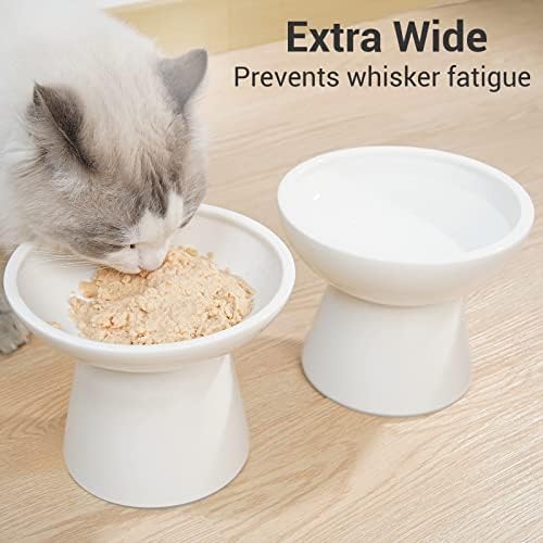 CEEFU 2-Pack Elevated Ceramic Cat Bowls Extra Wide for Food & Water - Image 2