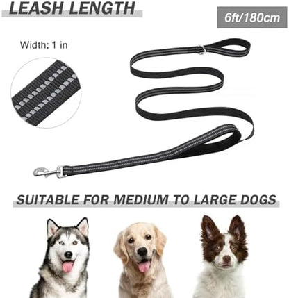 Hikiko 6FT Dog Leash with 2 Padded Handles Reflective,Black - Image 6