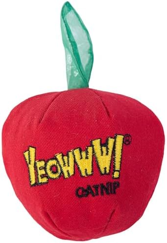 Yeowww! Catnip Apple Cat Toy - 4 in toy for cats with Crinkly Leaf, 100% Stuffed with Premium Organically Grown Catnip, Made in USA by YeowwwCatnip