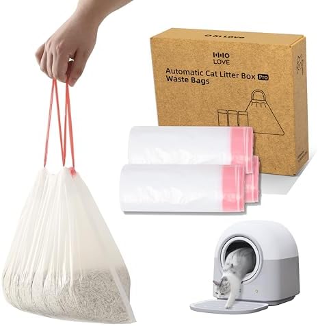 HHOLOVE Self Cleaning Litter Box Liner (60 Count), 60L Automatic Litter Box - Extra Large, No More Scoop, Anti-Pinch for Cats 3-22lbs, Advanced Odor Control (Pink) by HHOLOVE