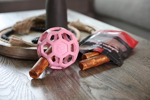 JW Pet HOL-ee Roller Dog Puzzle Ball, Medium 4.5in, Natural Rubber, Pink - Image 6