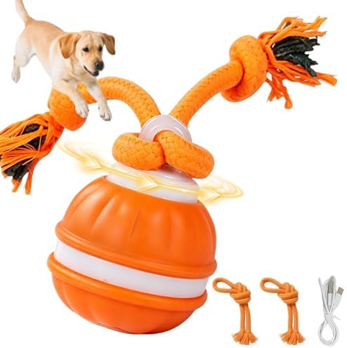 Dog Toys, Interactive Dog Toys, Automatic Interactive Dog Ball, 3 Modes Motion Activated Dog Balls for Medium Large Dogs, Type-C Rechargeable & Bite-Resistant (Orange01) by Unknown