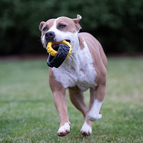 Tonka Rubber 3-Ring Tug Dog Toy, Lightweight, Durable and Water Resistant, 7.5 Inches, for Medium/Large Breeds, Single Unit, Yellow/Black - Image 4