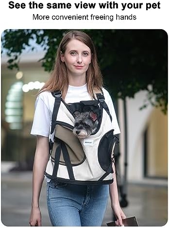 Dog Carriers for Small Dogs,Dog Backpack with 2 Pocket for Travel,Comfortable Dog Front Carrier Suitable for Dogs 8-18 pounds Machine Washable (Beige) - Image 4