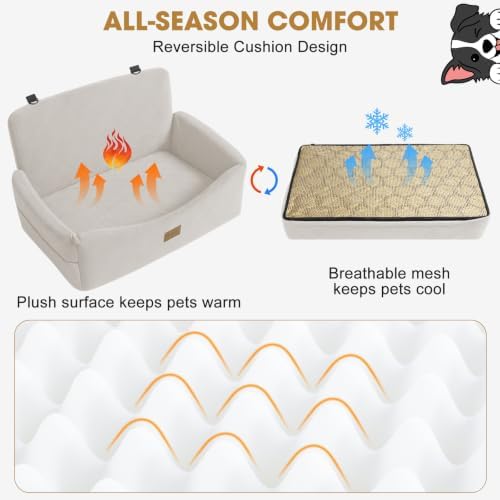 JOEJOY Dog Car Seat for Large Medium Sized Dogs Under 55 lbs, Dog Booster Seat for 2 Small Dogs with Detachable Washable Cover, Memory Foam Pet Car Seat with 2 Safety Belts and Storage Pockets - Image 2