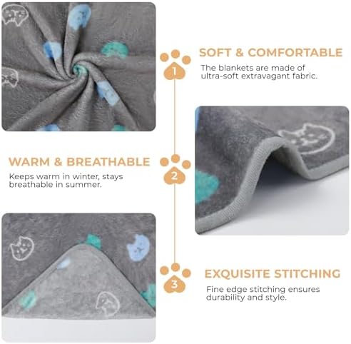 Luciphia 3 Pack Cute Cat Blankets Cozy Small Throw for Pet Puppy,23"x16" - Image 3