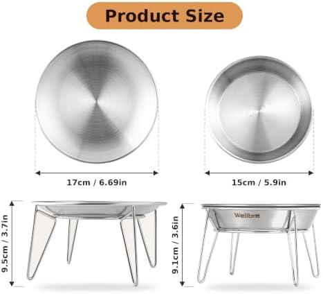 Elevated Cat Bowls, Wide Stainless Steel Cat Food Bowls with Metal Stand Whisker Stress-Free, Raised Food and Water Dish for Cats, Kitten, Puppies and Small Dogs - Image 2