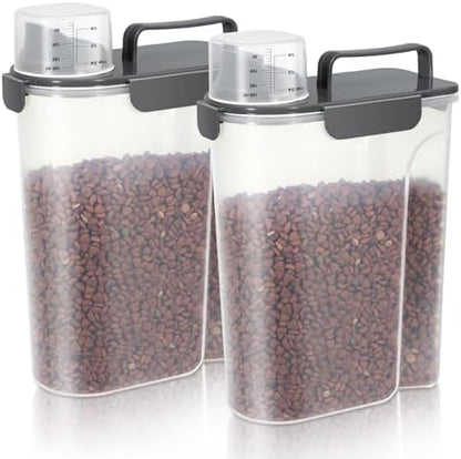 LEAWALK 5Lbs /6Qt/5l Airtight Cat Dog Food Storage With Upgraded Large Nozzle BPA-Free, Pet Food Storage Containers For Rice, Grain, Pet Food,Flour, Dog Treat Storage-2pack Dark Gray by LEAWALK