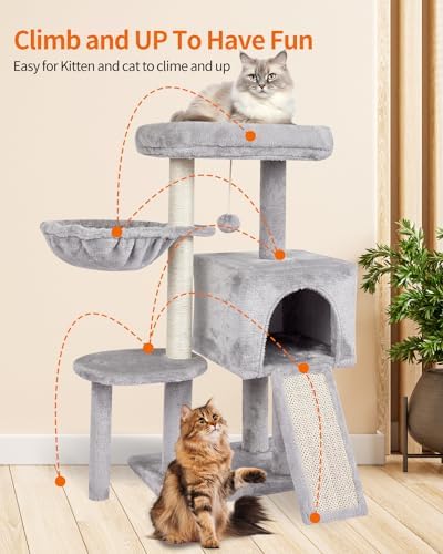 Cute Cat Tree Kitten Cat Tower Condo Furniture Scratching Posts Hammock G - Image 2