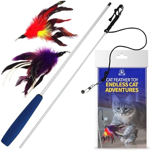 Pet Fit For Life Cat Feather Interactive Wand Toy Set, Red & Purple - 2pack by PetFitForLife