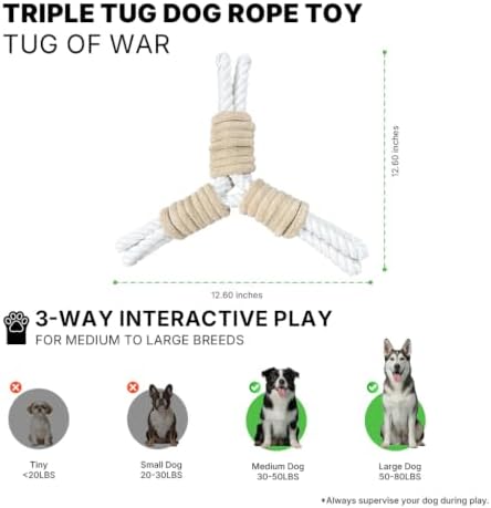 3 Way Dog Toys, Dog Tug Toy for Multiple Dogs and Aggressive Chewers - Image 3