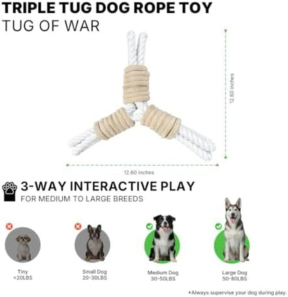 3 Way Dog Toys, Dog Tug Toy for Multiple Dogs and Aggressive Chewers - Image 3