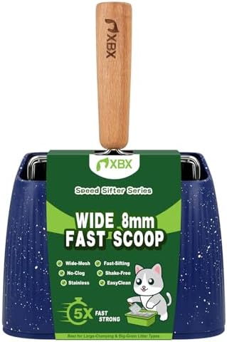 XBX Cat Litter Scoop with Holder, Sturdy Stainless Steel Litter Scooper, Wide Gap Litter Shovel with Beech Wood Handle for Easy Daily Litter Box Cleaning - Image 3