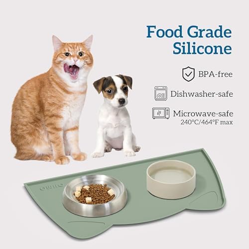 OHMO Cat Food Mat, Silicone Pet Feeding Mat, 18x9.8, Sage Green - Image 3