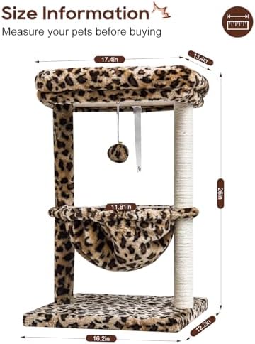 SYANDLVY Small Cat Tree for Indoor Cats, Cheetah Leopard Print Cat Tower - Image 3