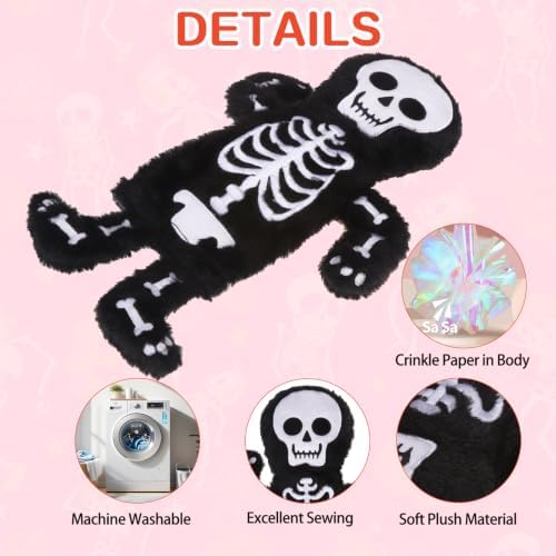 Mihachi Halloween No Stuffing Crinkle Dog Toys,2-in-1 Holds Water Bottles-Cruncher with Puncture Resistant Squeaker, Dog Squeak Toys Plush Dogs Chew Toy for Puppy Small Medium Breed Chewer, Skeleton - Image 3