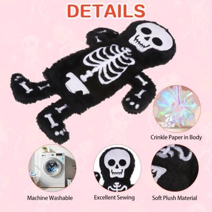 Mihachi Halloween No Stuffing Crinkle Dog Toys,2-in-1 Holds Water Bottles-Cruncher with Puncture Resistant Squeaker, Dog Squeak Toys Plush Dogs Chew Toy for Puppy Small Medium Breed Chewer, Skeleton - Image 3