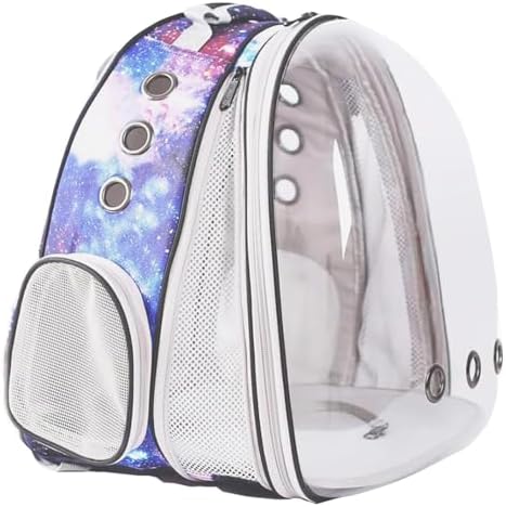 Front Expandable Cat Backpack Carrier, Fit up to 20 lbs, Printed Artwork with Space Capsule Bubble Window Pet Carrier Backpack for Large Fat Cat and Small Puppy by halinfer