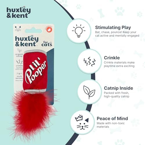 Huxley & Kent Plush Crinkle Catnip Cat Toy, Lil' Pooper - Image 4