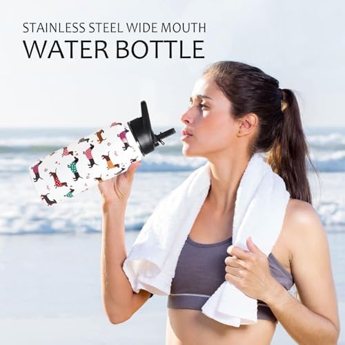 32oz Dachshund Insulated Stainless Steel Sports Water Bottle with Straw, Hiking, Cycling, Gym, Dog Gifts for Women - Image 7