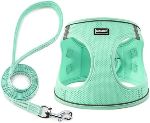Dog Harness with Leash Set, Step-in Adjustable Puppy Pet Vest, Green XL by BOOMIBOO