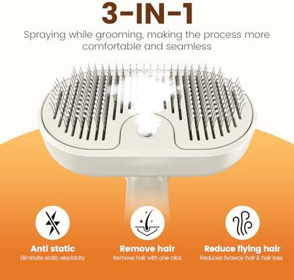 Glendan Pet Steam Brush for Dogs & Cats, 3-in-1 Self Cleaning Shedding - Image 6
