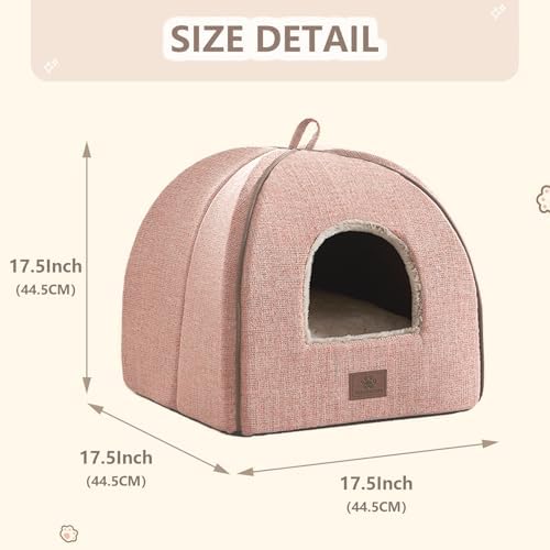 Cat Bed for Indoor Cats - Cat Cave Bed Cat House Cat Tent with Removable Washable Cushioned Pillow, Soft and Self Kitten beds,Cat Beds & Furniture, Pet Bed (Large, Pink) - Image 4