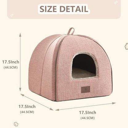 Cat Bed for Indoor Cats - Cat Cave Bed Cat House Cat Tent with Removable Washable Cushioned Pillow, Soft and Self Kitten beds,Cat Beds & Furniture, Pet Bed (Large, Pink) - Image 4