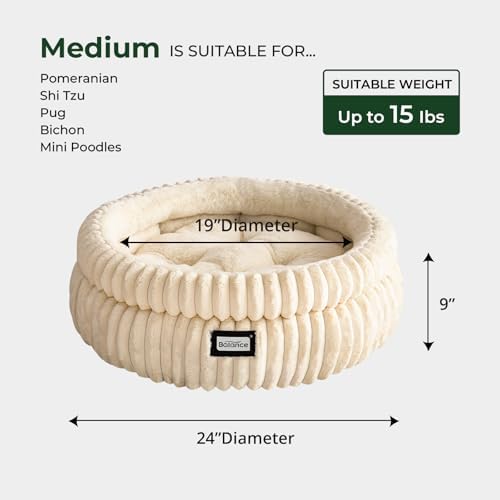 BALANCE Cat Bed Kitten Bed, Washable Round Cat Beds for Indoor Cats,Super Soft Plush Faux Fur Pet Bed for Puppy and Kitten with Anti-Slip Bottom - Image 5