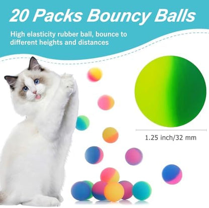 20 Pcs Cat Toy Bouncy Balls, 1.25 Inch Interactive High Elasticity Rubber Cat Ball, Durable Pet Toy for Indoor Outdoor - Image 5