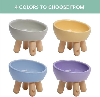 The Cat Ladies Tilted Ceramic Cat Bowl - Elevated Food Bowls Ceramic Pet Bowl - Raised Ceramics Bowls - Elevated & Tilted Design for Comfortable Eating - Dishwasher Safe - Wide Opening - Image 7