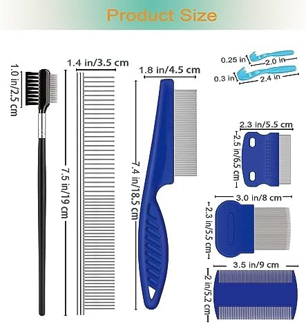 Pet Grooming Comb Kit, Tear Stain Remover Brush, Undercoat Rake for Dogs & Cats, Dematting Tool for Long Haired Dogs Kittens Puppies, Flea Comb for Removal Dandruff Tangles Knots, Shedding Hair & Fur - Image 2