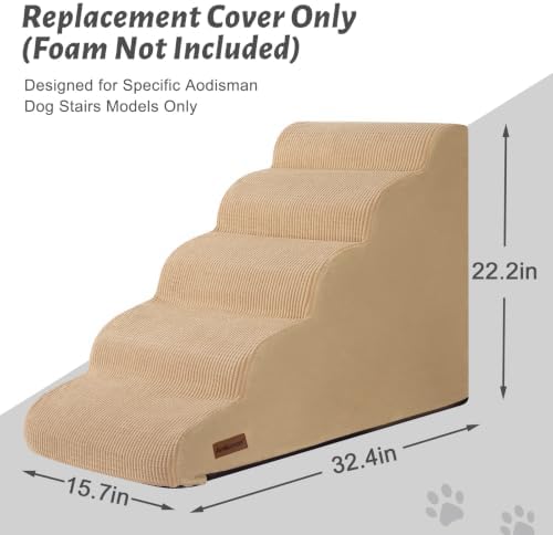 5-Step Dog Stairs Replacement Cover(for AODISMAN Pet Ramp Only),Khaki - Image 2