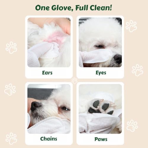 20-Pack Extra Thick Pet Cleaning Glove Wipes with Lid | Value Pack Dog & Cat Grooming Gloves | Rinse-Free Bath Wipes with Coconut, Aloe & Jojoba for Odor Control & Daily Care - Image 4