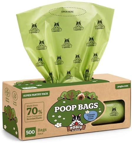 Pogi's Poop Bags – Large, Leak-Proof Dog Waste Bags for Yard or Home Use, Fresh Scent (Single Roll, 500-Count) by PogisPetSupplies