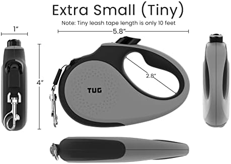TUG Tiny Retractable Dog Leash, 10 ft (Extra Small, Grey) - Image 3