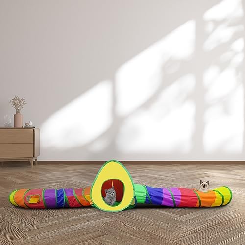 Andiker Cat Tent with a PlushBall, Colorful Foldable Polyester Cat Play Tents Match with Most Cat Tubes for Indoor Cats Game, Sleep, 3 Holes Convenient Kitten Nest for Indoor Kitten, Rabbit(Tent S) - Image 6