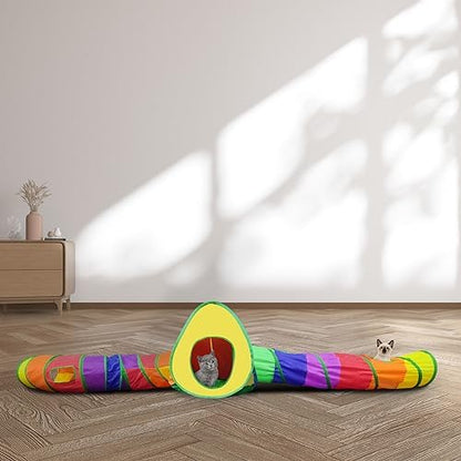 Andiker Cat Tent with a PlushBall, Colorful Foldable Polyester Cat Play Tents Match with Most Cat Tubes for Indoor Cats Game, Sleep, 3 Holes Convenient Kitten Nest for Indoor Kitten, Rabbit(Tent S) - Image 6