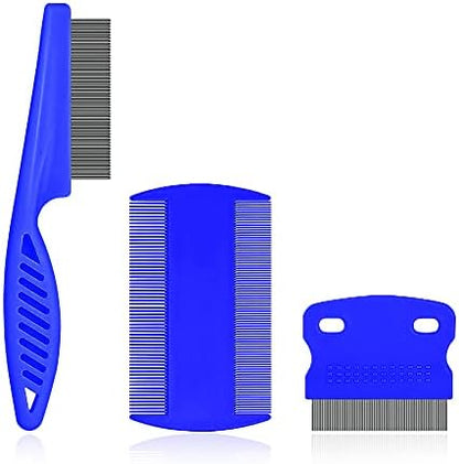 SKYPIA Multipurpose Fine Tooth Grooming Comb - 3 Packs, for Dogs, Cats, Puppies, Kittens, Removes Fleas, Ticks, Lice, Dandruff, and Hair Lice (Blue) by SKYPIA