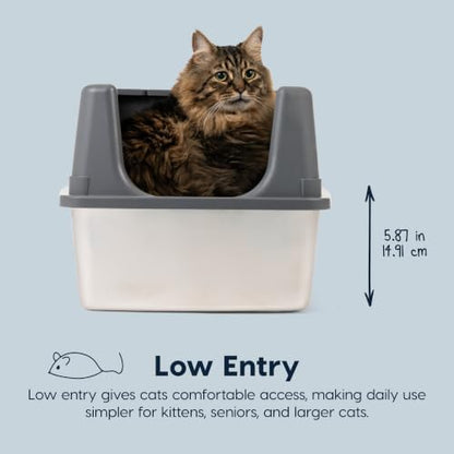 IRIS USA Stainless Steel Litter Box Enclosed High Sided for Cats - Image 4